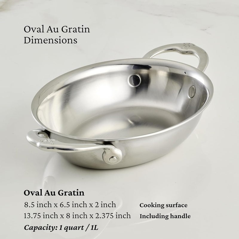 Hestan Provisions - Oval au Gratin Dish, Small Clad Stainless Steel, (6 x 8") - Image 2